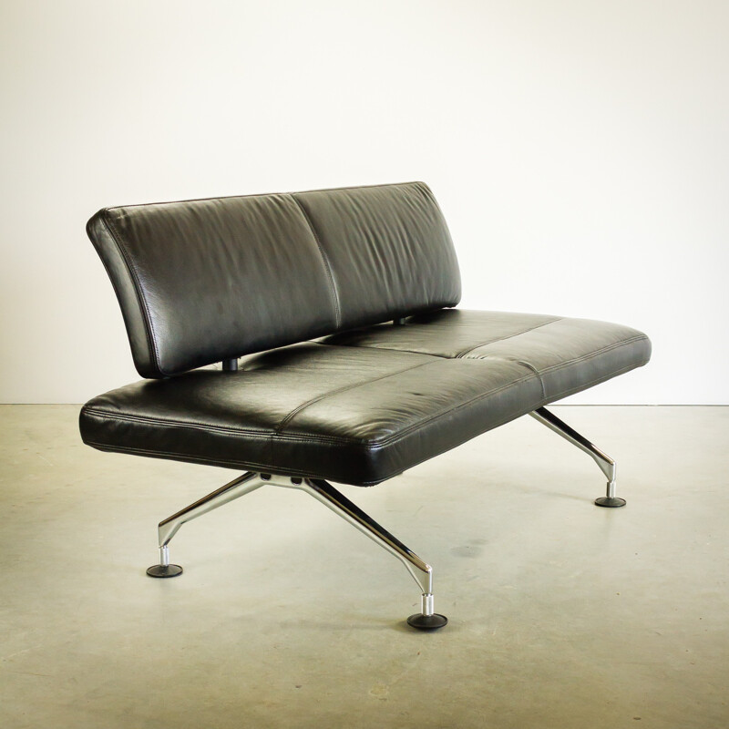 Vitra "Area" sofa in black leather, Antonio Citterio - 1998