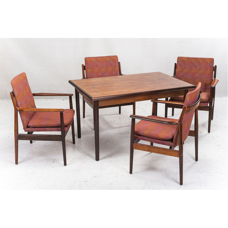 Conjunto de 4 cadeiras de sala de estar vintage rosewood modelo 341 de Arne  Vodder para