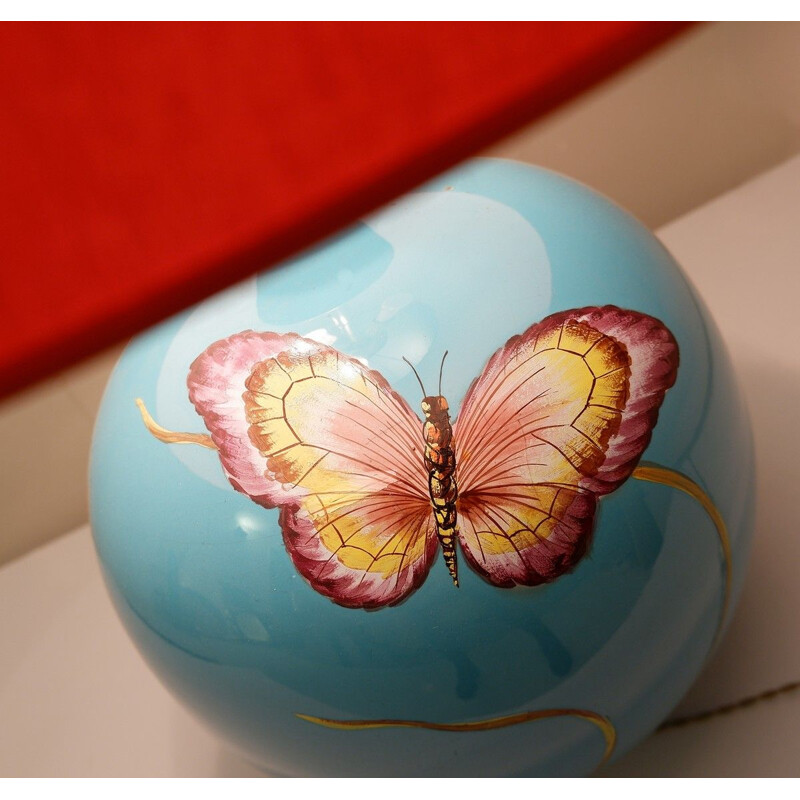 Vintage ceramic butterfly table lamp signed Ghinza