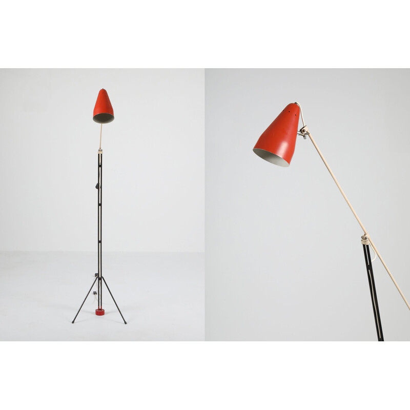 Grashopper "6320" vintage vloerlamp van Wim Rietveld voor Gispen, 1950
