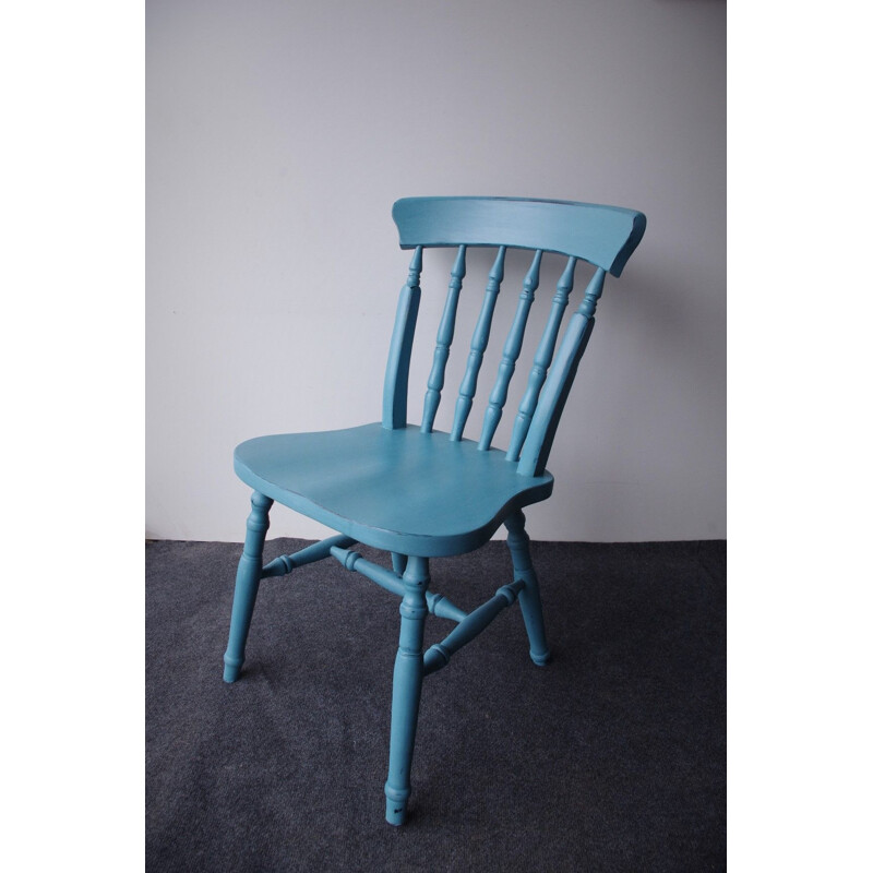 Blue wooden chair mid century
