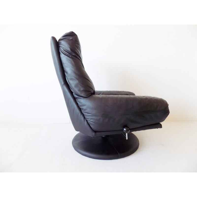 Lounge chair Rolf Benz Forum black leather 1980s