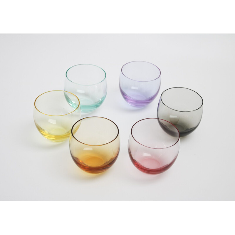 Set Of 6 Moser Glass Culbuto Chrystal Tumblers From Rudolf Eschler 1930s