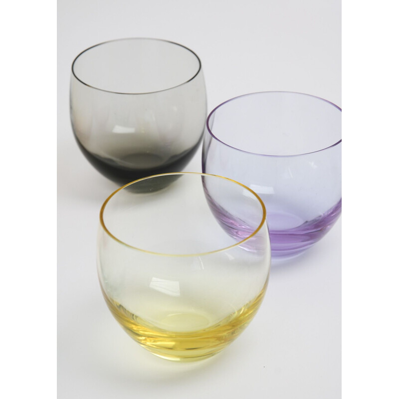 Ensemble de 6 gobelets vintage en verre culbuto Moser et cristal de Rudolf  Eschler, 1930