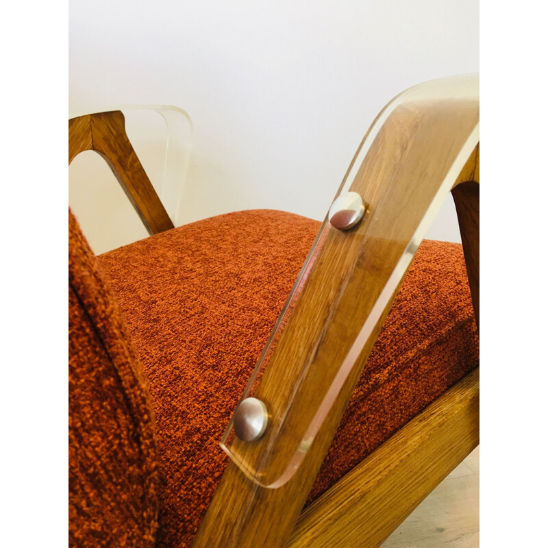 Pair of Mid-Century Orange Armchairs with Plastic Armrests from Tatra  Nabytok, 1960s