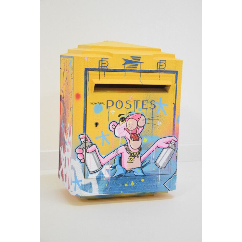 Boîte aux lettres vintage en 3 D Graff Peinture Panthère rose par Zenoy  Street Art
