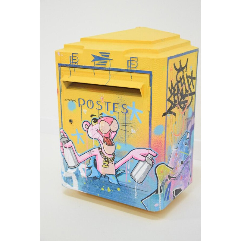Boîte aux lettres vintage en 3 D Graff Peinture Panthère rose par Zenoy  Street Art
