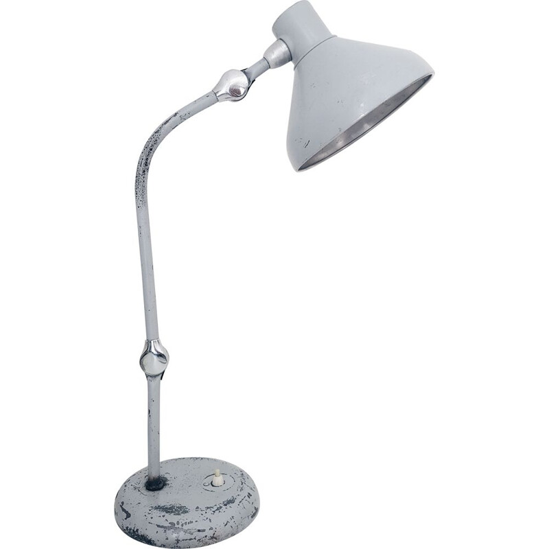 Lampada da officina JUMO GS1 vintage grigio o lampada da tavolo industriale  1950