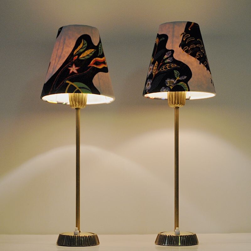 Pair of vintage Brass Table Lamps by Sonja Katzin for ASEA Swedish 1950s