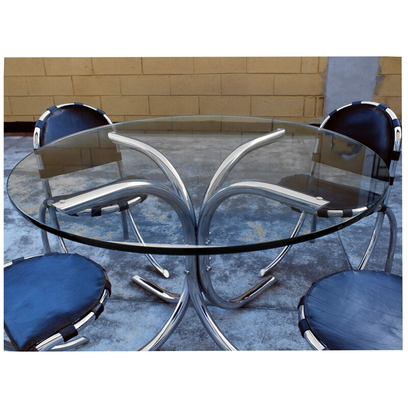 Tischgruppe und 4 Stühle Medusa Studio Tetrarch von Bazzani Italien 1969
