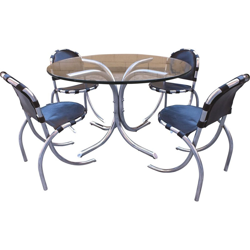 Medusa Studio Conjunto de mesa y 4 sillas Tetrarch de Bazzani Italia 1969