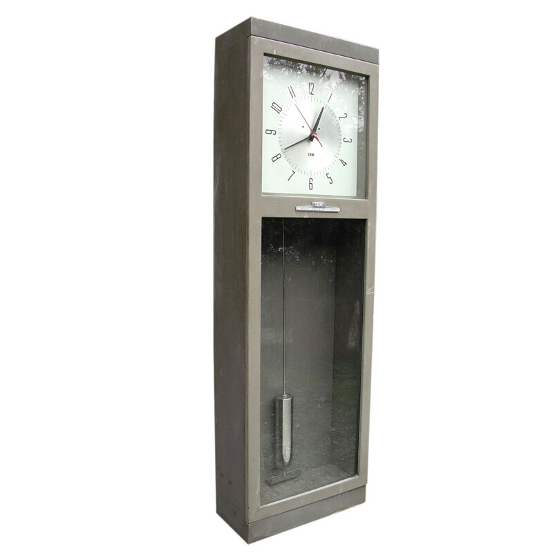 Horloge longue vintage Ibm maître pendule électro-mécanique 1960