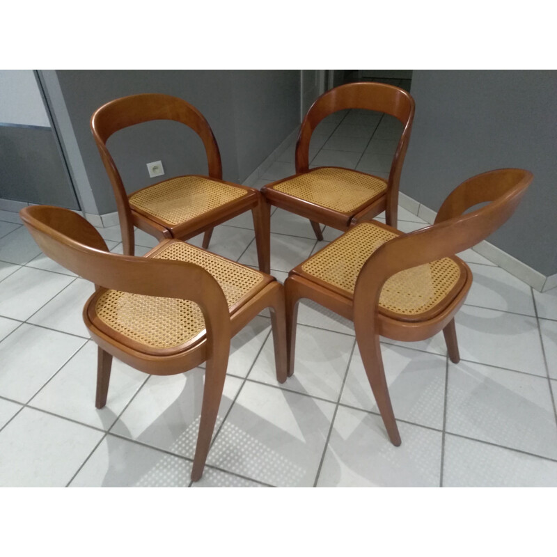 Suite of 4 vintage chairs cannées Baumann model Gondole 1970