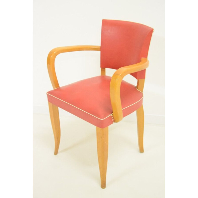 Vintage bridge chair in red leatherette art deco 1950s