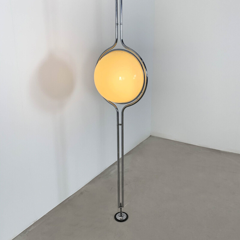 Vintage Floor To Ceiling Double Globes Light by Jean-Pierre Garrault &  Henri Delord for Chabrières,