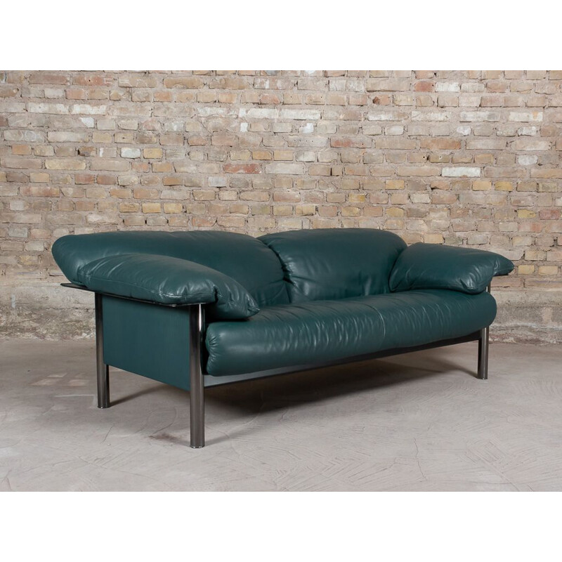 Vintage Sofa Sofa by Pierluigi Cerri for Poltrona Frau, green leather Pausa  model, 1993