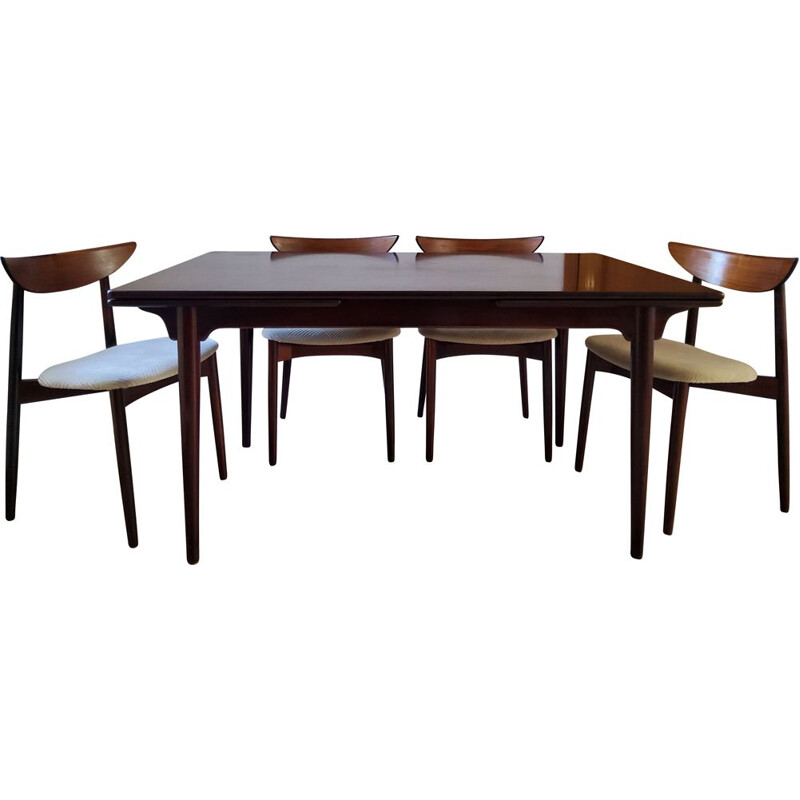 Ensemble table et 4 chaises vintage Bois de palissandre de Harry Ostergaard