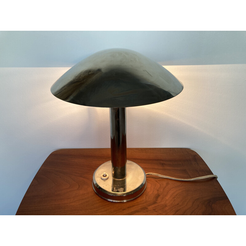 Vintage Bauhaus Chrome Table Lamp Czechoslovakia 1930s