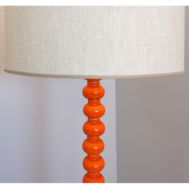 Vintage oranje geglazuurde keramische vloerlamp, 1970