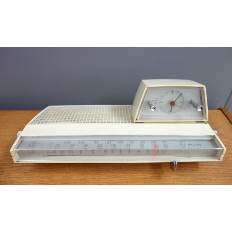 Radio-réveil vintage Philips White 1960