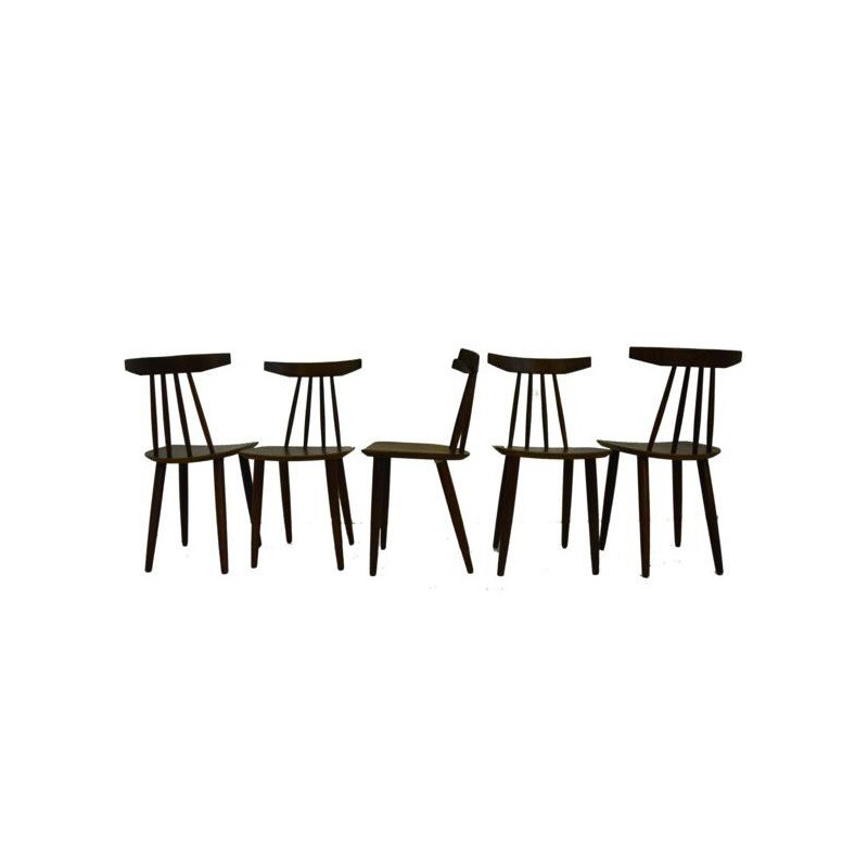 Set of 5 Rolje Fem chairs in teak, Poul VOLTHER - 1961