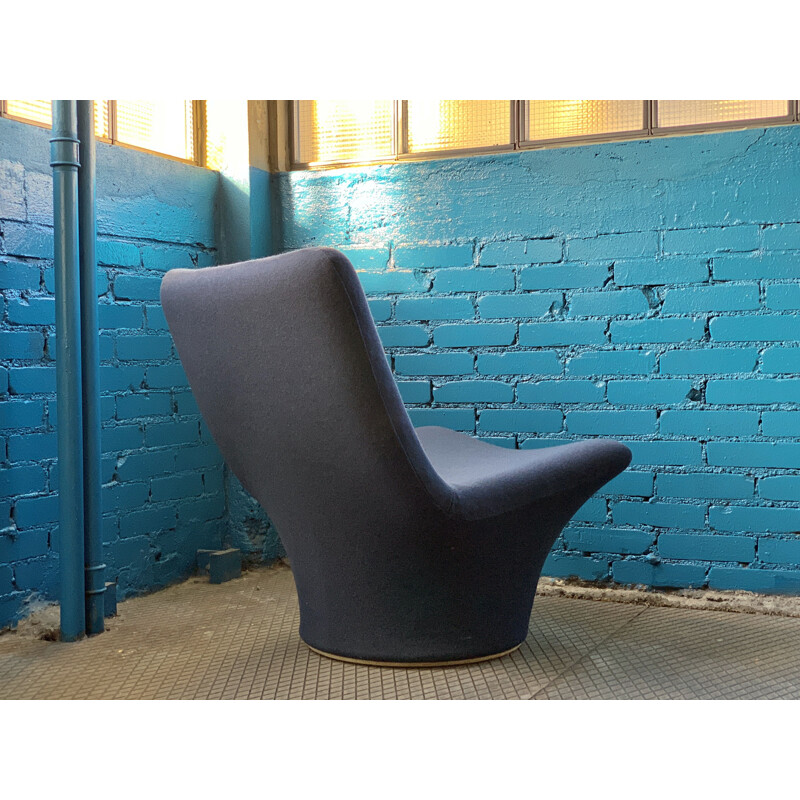 Paire de fauteuils vintage F596 tissu bleu Gabriel Geoffrey Harcourt ed  Artifort 1967