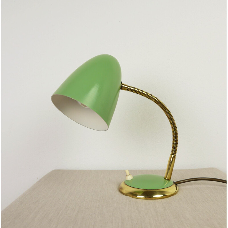Vintage Table Lamp with Gooseneck Bright Green Germany, 1950s