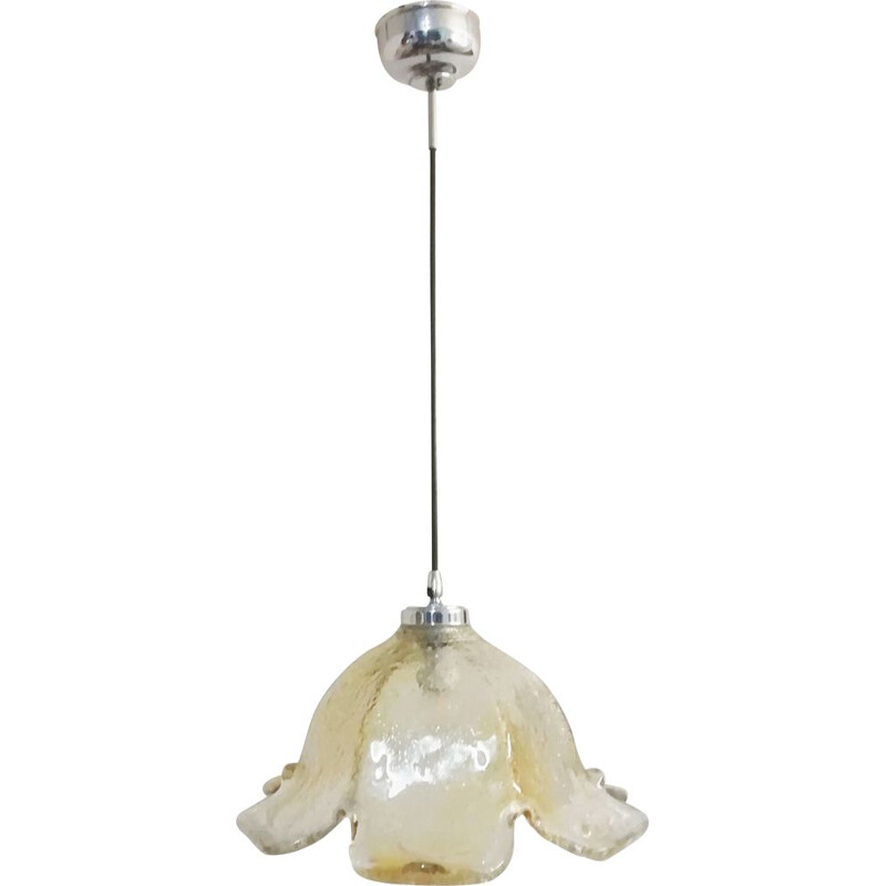 Vintage pendant lamp with Murano glass lampshade, Omi, Denmark 1980