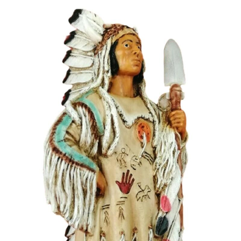 1995 Astonishing Big Native American Indian Sculpture in Alabaster's Resin,  signed Castagna. Made In Italy