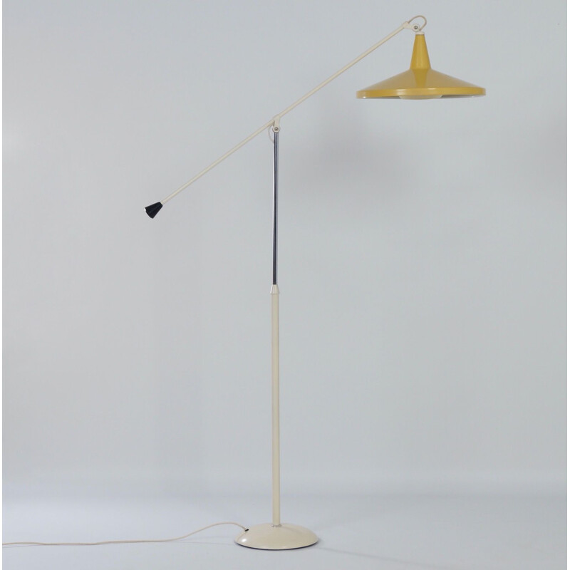 Vintage Yellow Panama lamp model 6350 in metal by Wim Rietveld for Gispen,  1957