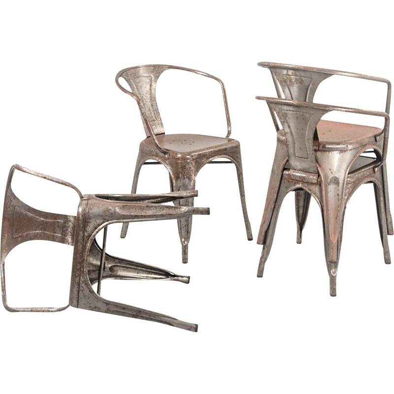 Lot de 4 chaises Vintage Model A56 de Xavier Pauchard pour Tolix