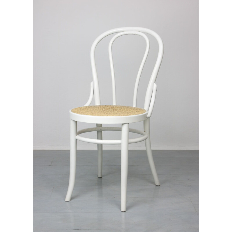 Set van 4 witte vintage stoelen van Michael Thonet