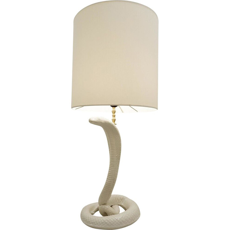 Vintage cobra lamp in white ceramic