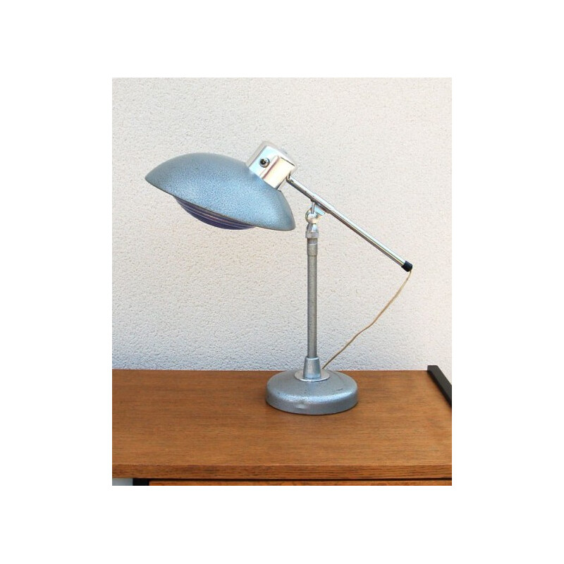 Vintage grey metal lamp, Ferdinand SOLERE - 1950s