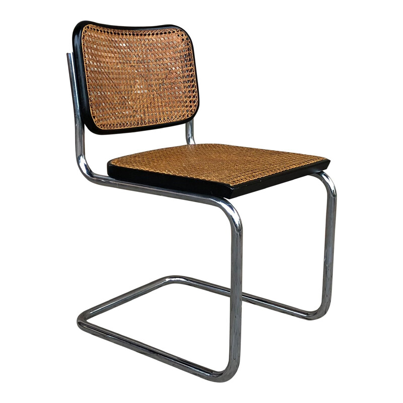 Ensemble de 4 chaises vintage B32 Cesca en hêtre et métal chromé de Marcel  Breuer par