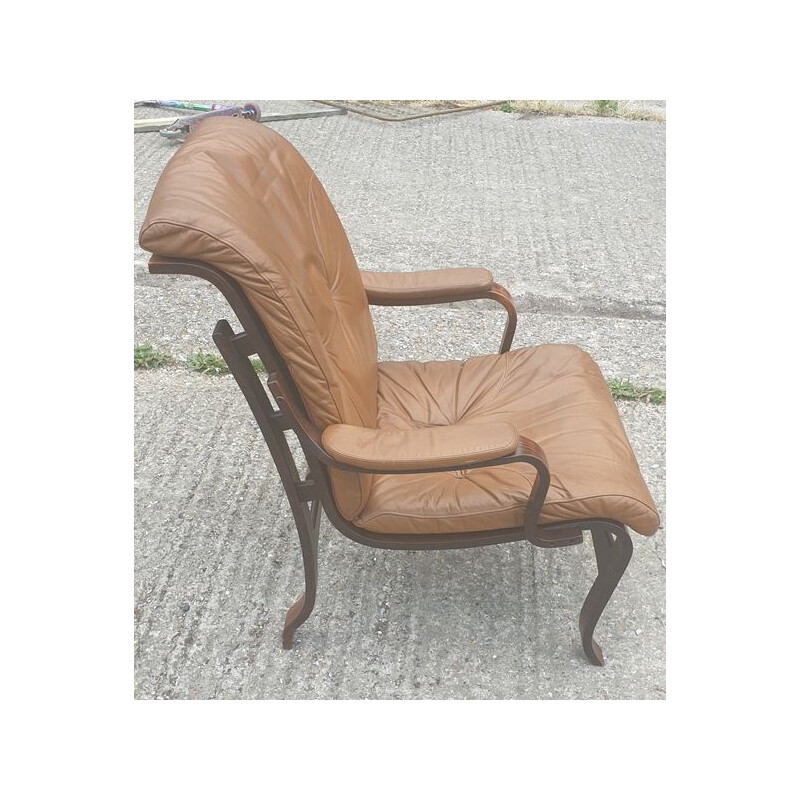 Vintage fauteuil in Deens leer