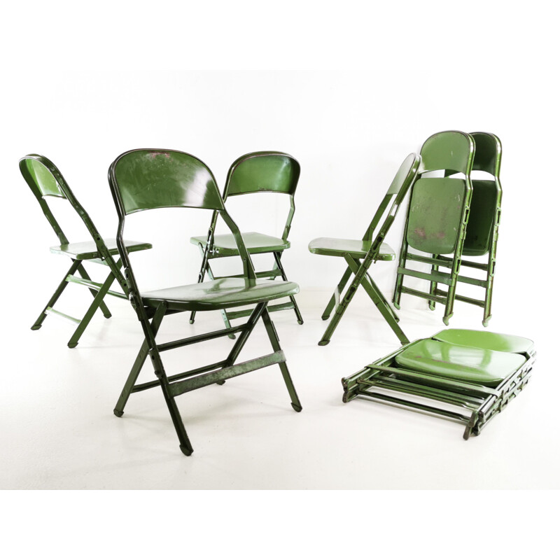 Set of 4 vintage military folding chairs from Clarin Corp USA 1940