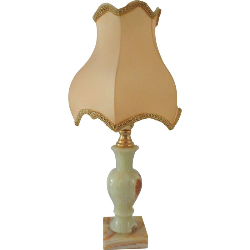 Lampe vintage en onyx avec les raccords en laiton