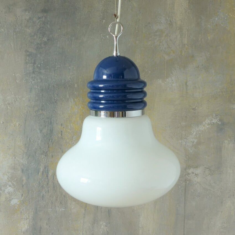 Lampada da soffitto italiana vintage a bulbo di vetro 1965