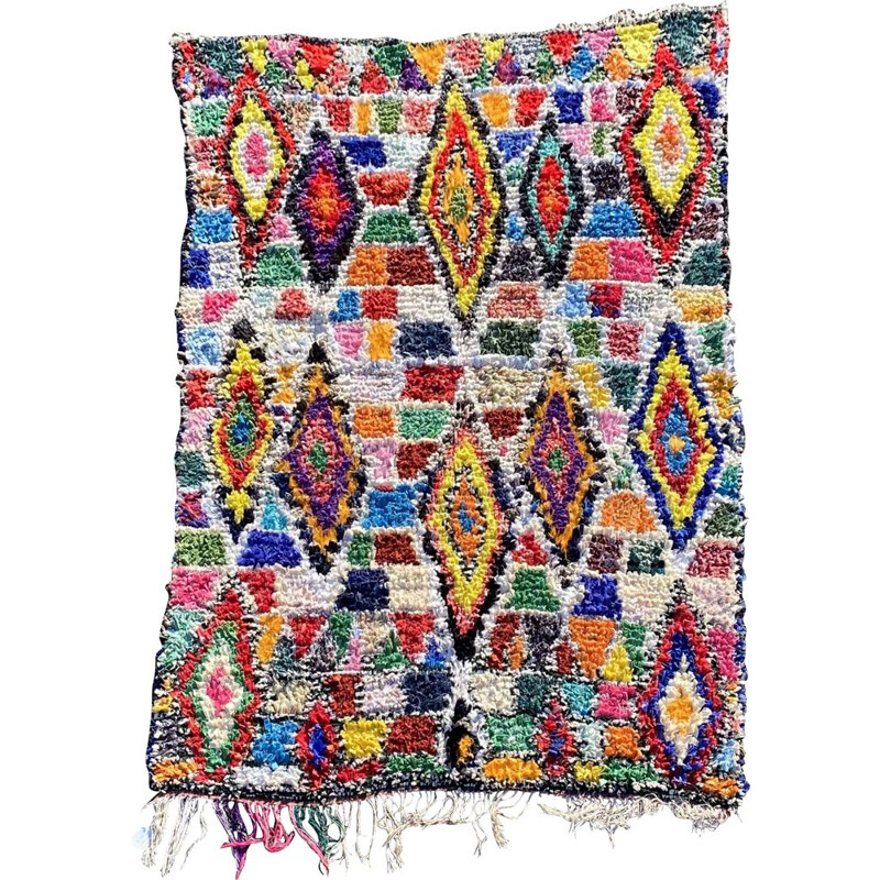 Vintage Berber Teppich, bunt, Marokko 1990