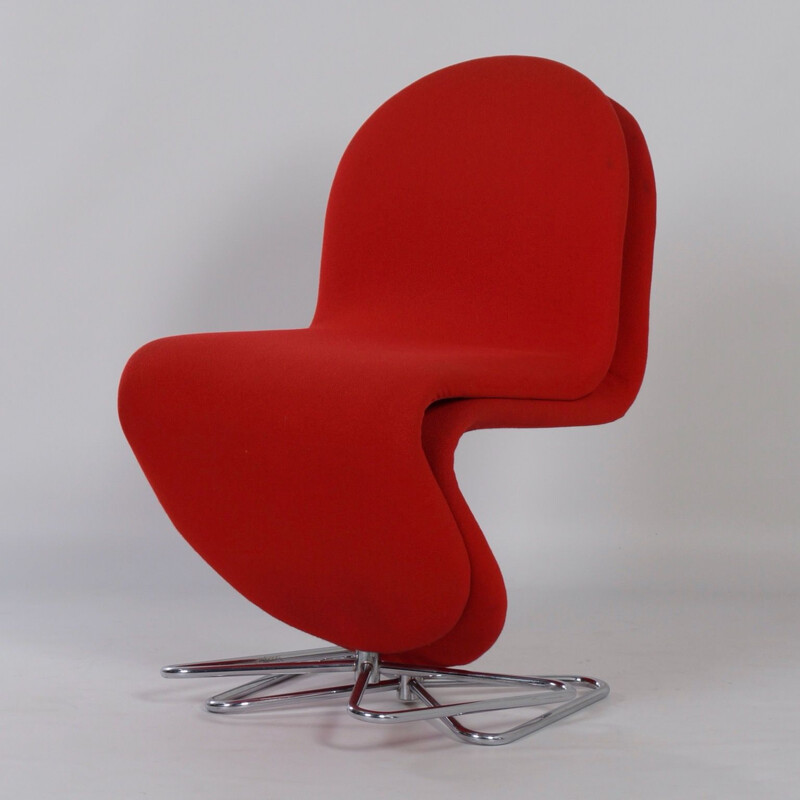 Paire de chaises vintage System 123 en tissu rouge de Verner Panton pour  Fritz Hansen 1970