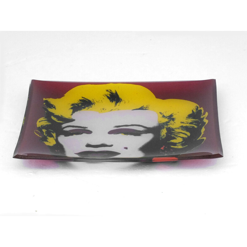 Vintage glass square plate Rosenthal Marilyn Monroe celebrity series by  Andy Warhol 1980s