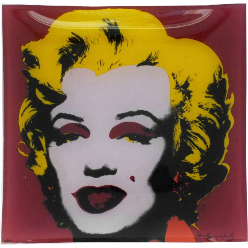 Vintage glass square plate Rosenthal Marilyn Monroe celebrity series by  Andy Warhol 1980s