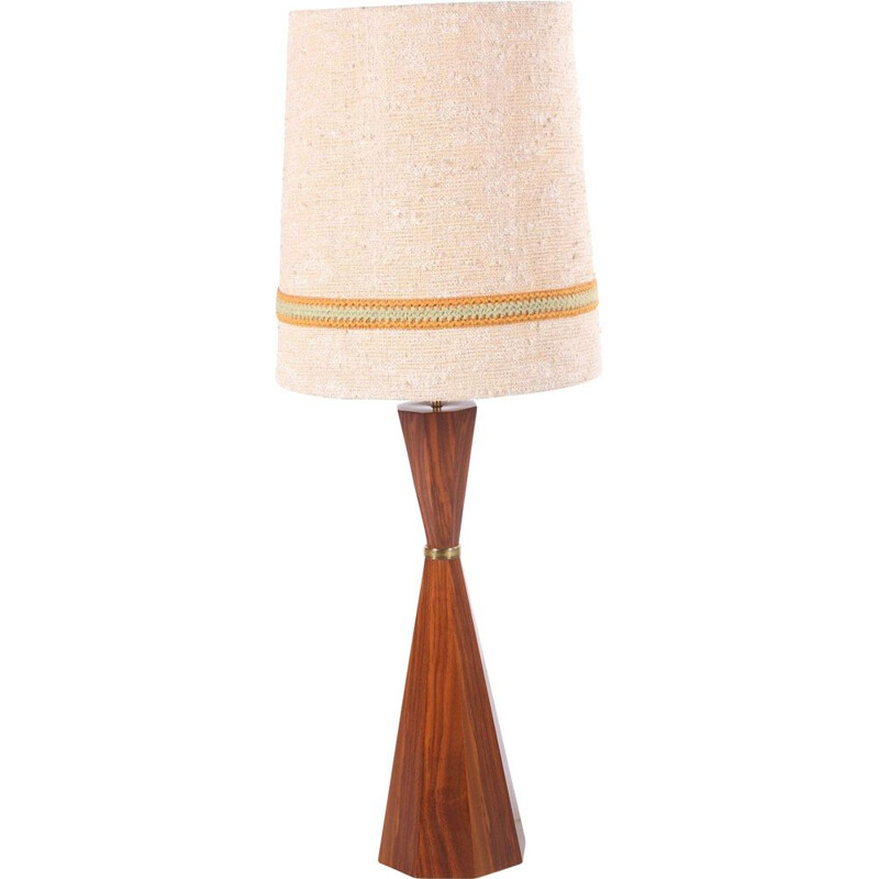 Vintage Floor lamp with wooden base and original shade 1960s