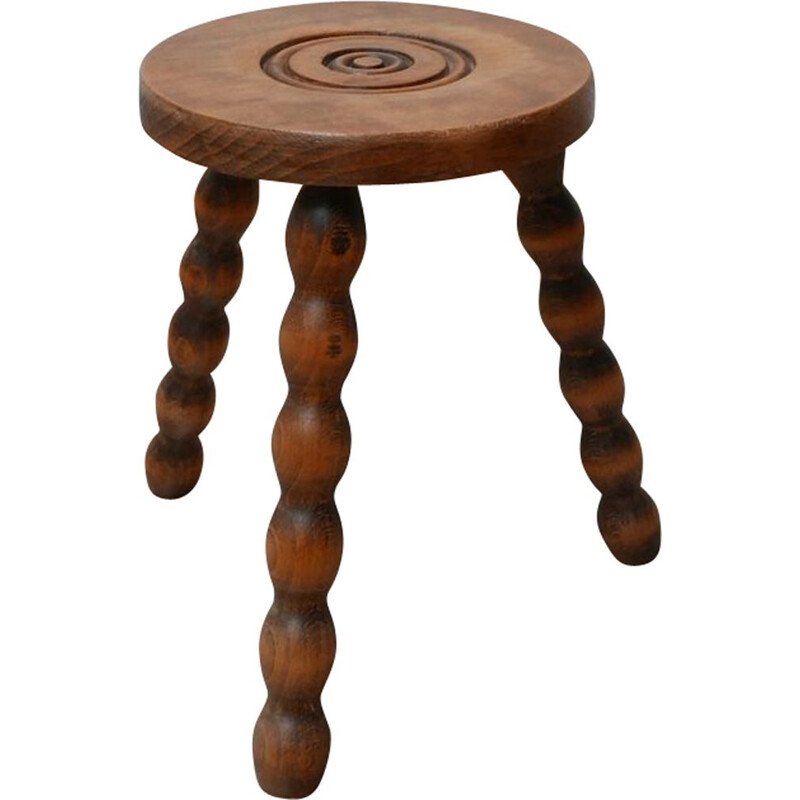 Vintage Bobbin Stool or Side Table, French 1950s