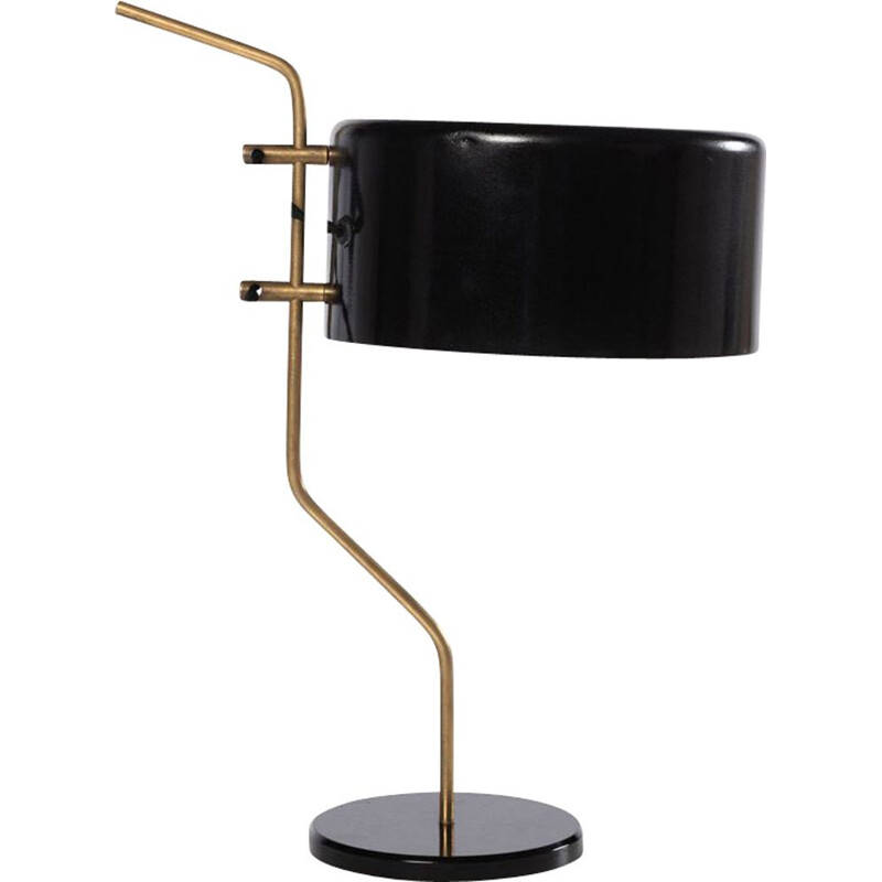Vintage-Lampe aus Messing und schwarz lackiertem Metall von Jean Pierre  Vincent für Disderot 1960