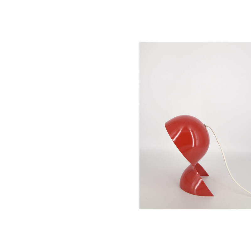 Dalù lámpara de escritorio vintage en plástico rojo por Vico Magistretti  para Artemide, Italia 1960