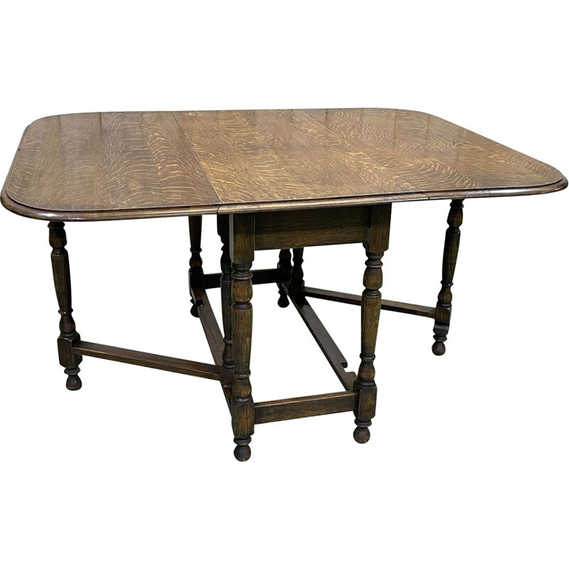 Tavolo pieghevole Gateleg d'epoca, quercia, inglese 1930