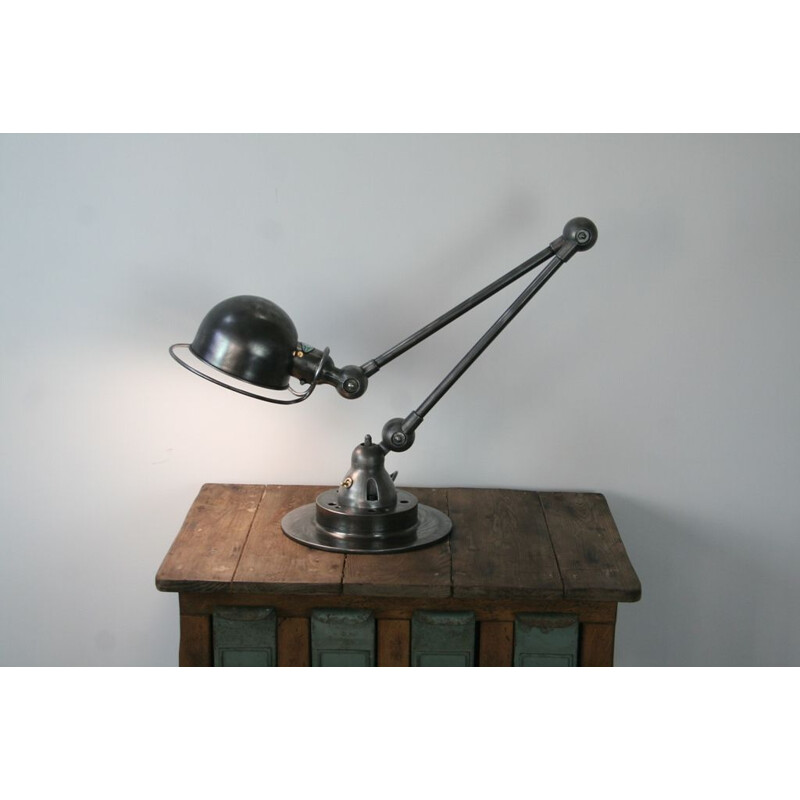 Lampe de bureau vintage jieldé 2 bras graphite industriel de Jean Louis  Domecq