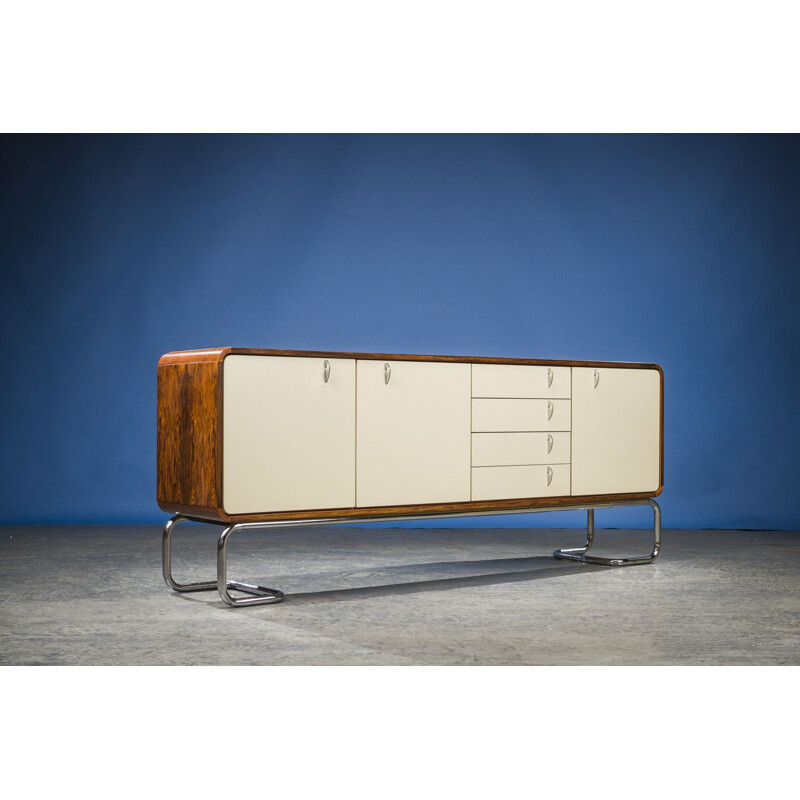 Vintage sideboard in chrome and rosewood, Bauhaus 1970